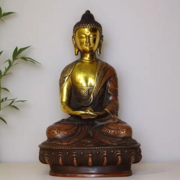 SHAKYAMUNI Artisan DRAGON BUDDHA Statue 8 Painted Bronze Metal Painted Spiritual - Picture 8 of 10